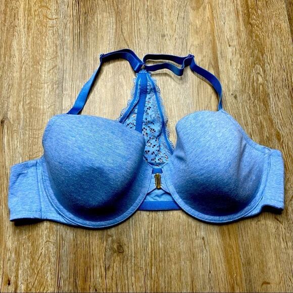 Cacique 46C Full Coverage Raceback Space dye blue underwire Bra - Picture 1 of 4